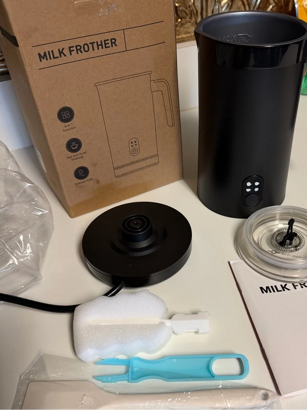 Electric Milk Frother - Matte Black 4 in 1